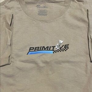 Primitive Tan Graphic Tee with Dove and Checkered Design